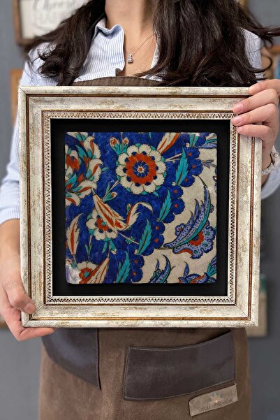 Oscar Stone Decor Çerçeveli Tablo Taş Duvar Dekoru 30 X 30 Cm Seramik Çini Ta...