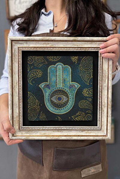 Framed Table Stone Wall Decor 30 X 30 Cm Fatma Main Hand