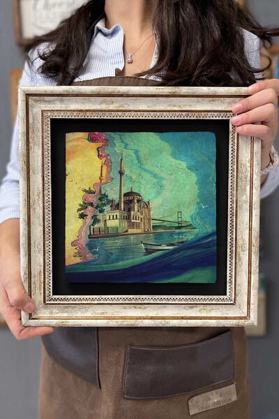 Oscar Stone Decor Çerçeveli Tablo Taş Duvar Dekoru 30 X 30 Cm Ortaköy Cami Çi...