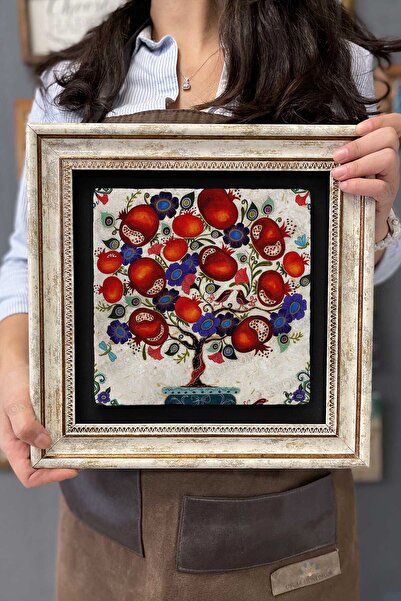 Oscar Stone Decor Çerçeveli Tablo Taş Duvar Dekoru 30 X 30 Cm Nar Ağacı / Ber...
