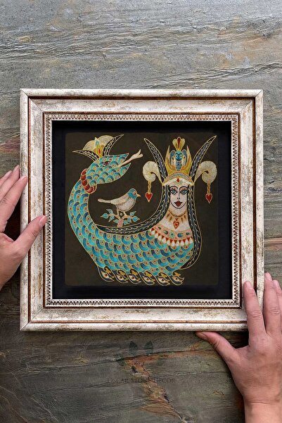 Oscar Stone Decor Çerçeveli Tablo Taş Duvar Dekoru 30 X 30 Cm Şahmeran Tablosu