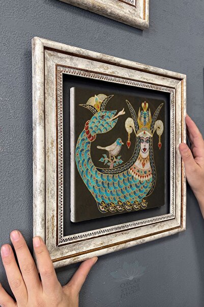 Oscar Stone Decor Çerçeveli Tablo Taş Duvar Dekoru 30 X 30 Cm Şahmeran Tablosu