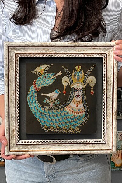 Oscar Stone Decor Çerçeveli Tablo Taş Duvar Dekoru 30 X 30 Cm Şahmeran Tablosu