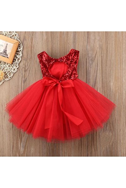 GNL BUTİK Kırmızı Payet Tütü Parti Elbisesi