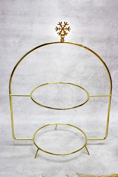 Jenisa 2-Tier Gold Shelf Gold Snowflake Accessory Presentation Holder Treat Stand