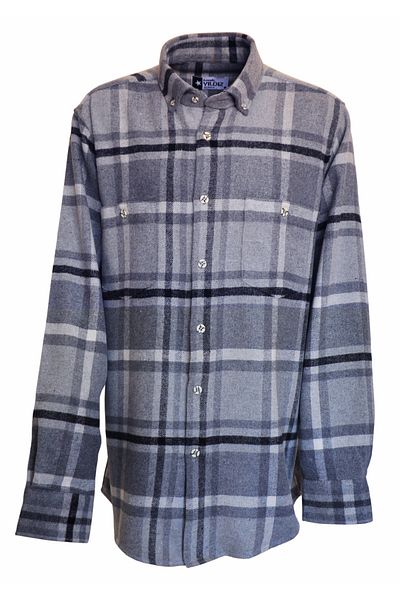 YILDIZ GÖMLEK Men's Lumberjack Shirt - Light And Dark Gray Black Plaid Pattern Double Pocket Buttoned Collar Classic Cut