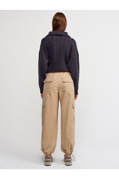 Dilvin 70416 Soft Textured Jogger Trousers-beige