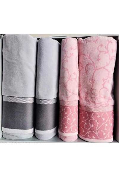 Özdilek Jalen Best Set Hamam Seti Banyo Havlu Takımı Gri-pembe