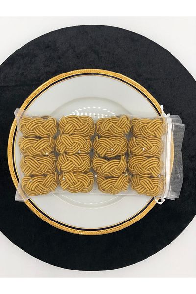 KATMERTEKS 8 Pieces Gold Napkin Ring Ring Wicker Model