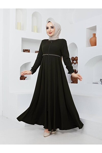 KMKkombin Yazlık Mevlana Model Kol Ve Beli Desenli Kloş Ferace Pardesü