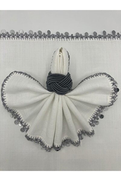 KATMERTEKS Twisted Model - 8 Pieces Anthracite Napkin Ring Ring