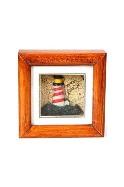 Z&A Marine Aksesuar Kırmızı Sarı Fener Küçük Pano 10x10 Cm | Dekoratif Deniz Temalı Obje