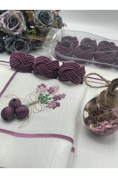 KATMERTEKS 8 Pieces Twisted Plum Napkin Ring