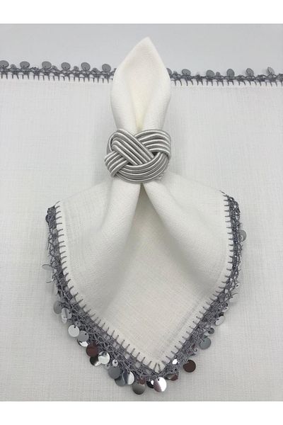 KATMERTEKS 8 Pieces Silver Napkin Ring Ring Twisted Model