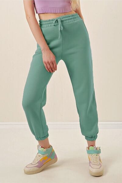 Aşkı Endam Φούτερ με ελαστικό πόδι Erva Plus Size με τρεις κλωστές - Μέντα