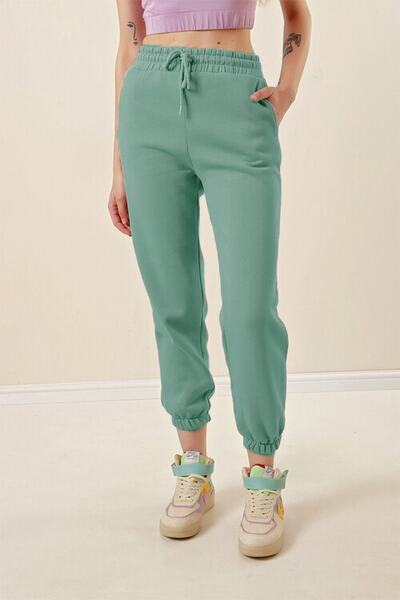 Aşkı Endam Φούτερ με ελαστικό πόδι Erva Plus Size με τρεις κλωστές - Μέντα