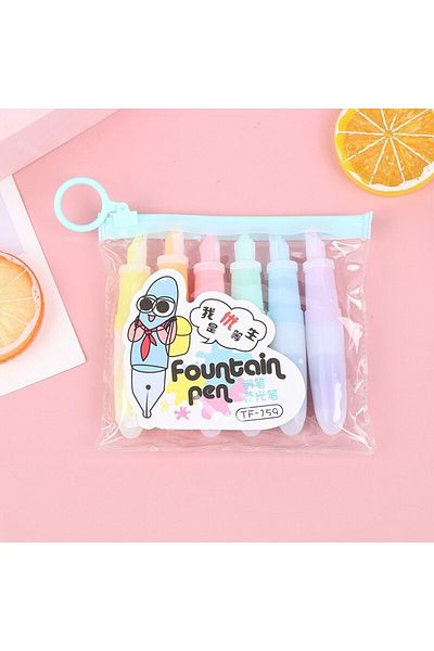 gaman Mini Fountain Pen Look Colorful Highlighter 4 Pack (24 Pieces) for Preschool