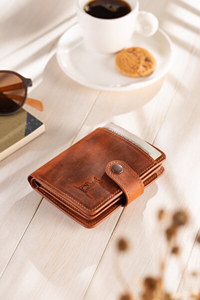 Conceria Pelle -trendy Hakiki Deri Çıtçıtlı Cüzdan & Kartlık