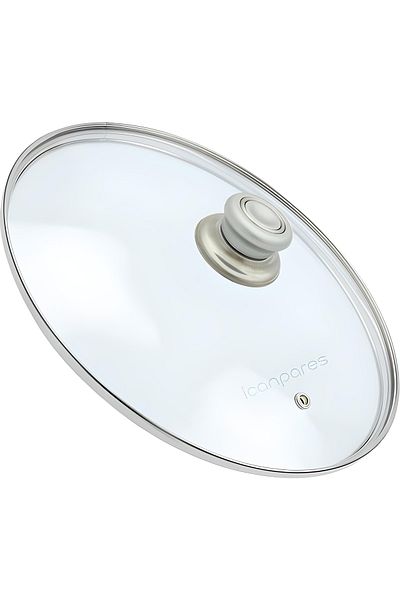 Doğuş Pot, Pan, Pan Glass Lid, Lid with Steam Hole, 20 Cm and Gray Holding Top