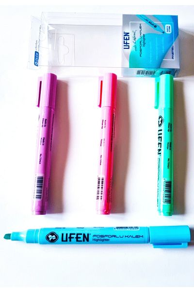 Modellino Pen Type 4-Piece Pastel Colors Highlighter Jumbo Highlighter with Cut Tip