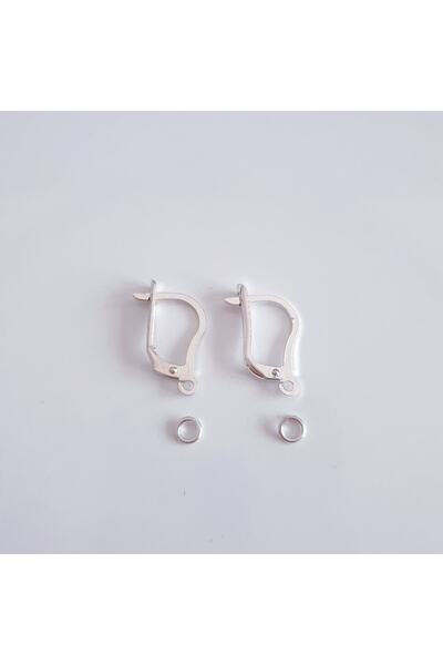 MAGRİB 925 Ayar Gümüş Kilitlemeli Küpe Aparatı Ve Iki Adet 925 Ayar Gümüş Halka