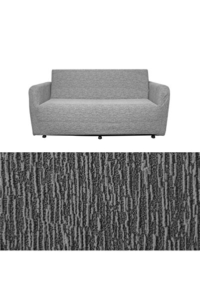 TUCHMALL Жаккардовий чохол для дивана на 2 особи, еластичний, з гумкою, можна прати, 1 шт., сірий