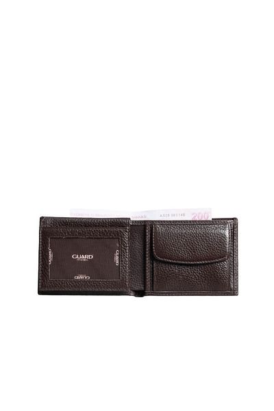 GUARD Men's Wallet - Brown Genuine Leather, Coin Purse, Horizontal with Pyroid, Model 751