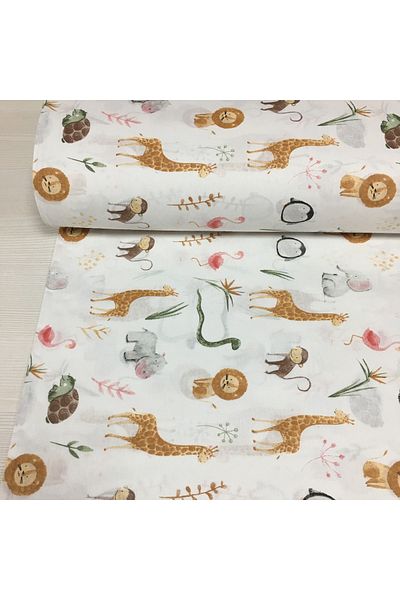 Renk Tekstil Snake Lion Giraffe Pattern Φυσικό ύφασμα ποπλίνας 100% βαμβάκι