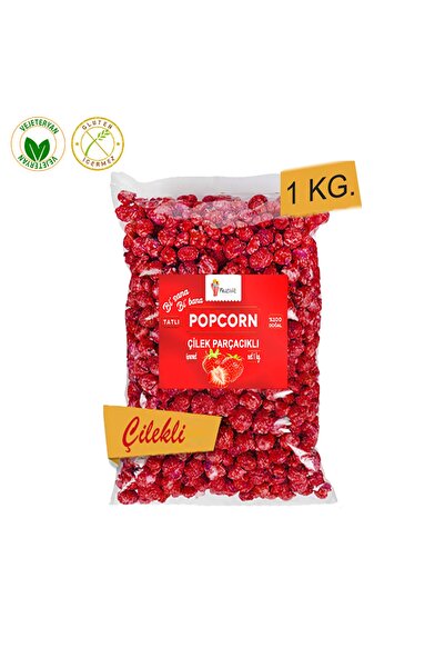 Festiva 1 Kg. Gerçek Çilek Parçacıklı Karamelli Patlamış Mısır / Popcorn