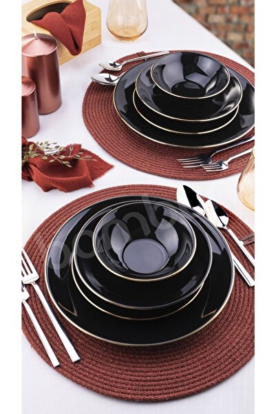 Bambum Naz 24 Parça Yemek Takımı - Siyah