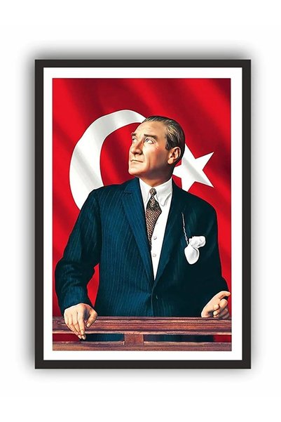 beedene Gerçek Mdf Çerçeveli Paspartu Görünümlü Atatürk Portresi