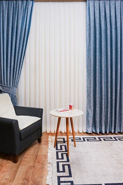 Yuka Trojan Blue Double Wing Medium Pleated Jacquard Satin Textured Background Curtain with Shiny Pattern80 X 260