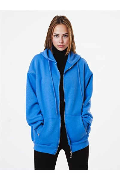 esmeral moda Kapşonlu Over Size Model 3 Iplik Penye Ceket