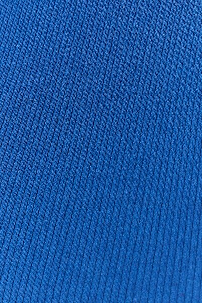 Trendyol Collection Sötétkék-zöld, 2 csomagban illeszkedő/fitt Crop kötőfék gallér, bordás, kötött sportoló TWOSS21AL0058