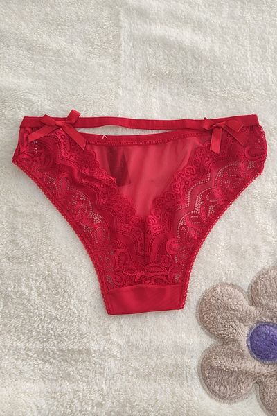 DON AMOR Chiloți de bikini roșii din dantelă cu spatele deschis