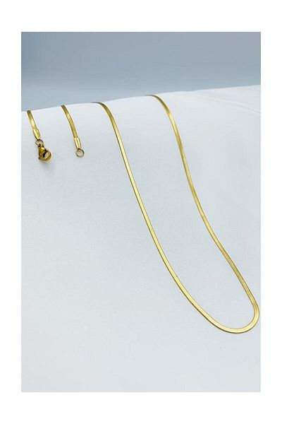 The Collection Flat Italian Model Gold Snake Necklace 316 L Steel Men's Chain