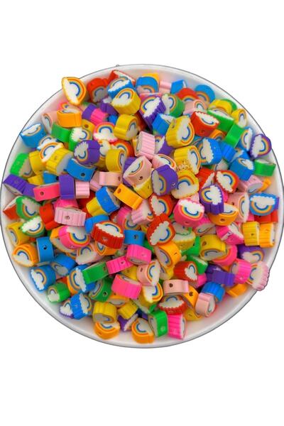 Hedef Bijuteri 25 Adet Karışık Renkli Gökkuşağı Model Polimer Kil Fimo, Gökku...