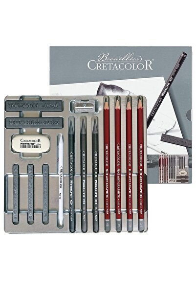 Genel Markalar Silver Box Profesyonel Karakalem Eskiz Çizim Seti 15 Parça Met...