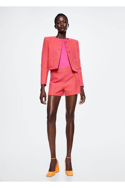 MANGO Woman Pantaloni scurți cu model Houndstooth