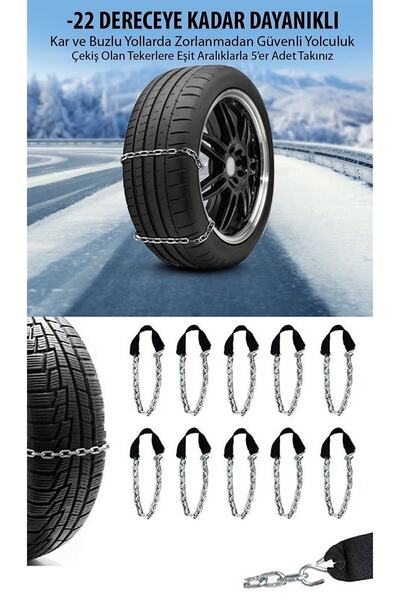MVC Concept Kar Zinciri Yeni Nesil Tak Çıkar Kaymaz Pratik Araba Araç Lastik Zinciri Takmatik 10 Adet
