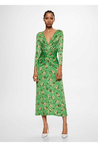 MANGO Woman Ruffle Detailed Floral Dress