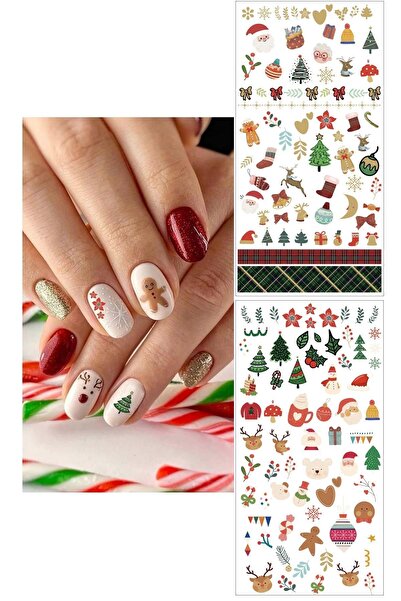 Flash Tattoos® Yılbaşı Noel Christmas Desenler Tırnak Dövmesi 2'li Paket