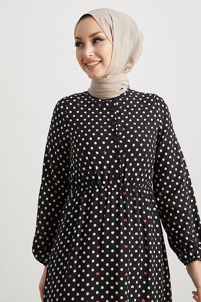 InStyle Rochie țesută cu buline Siera Heart - Neagră