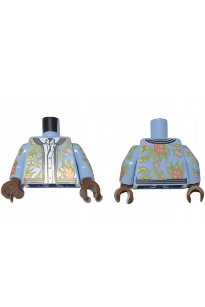 LEGO Moc Custom Minifigure - Light Blue Floral Print White Shirt and Torso Jacket