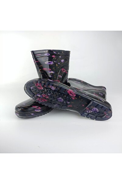 t-step Γυναικείες μπότες βροχής σε μωβ χρώμα Floral Work Vineyard Garden Rain Boots