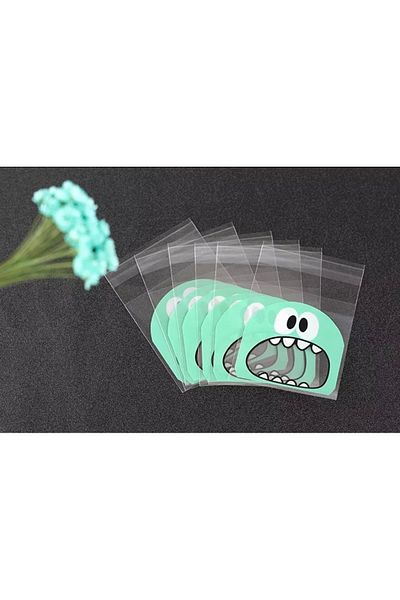 OzanTuhafiye 7x7 Cm Transparent Patterned Taped Bag - 95 Pieces