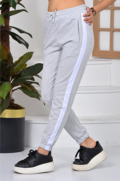 pandy Şeritli Unisex Paçası Lastikli Fermuarlı Eşofman Altı