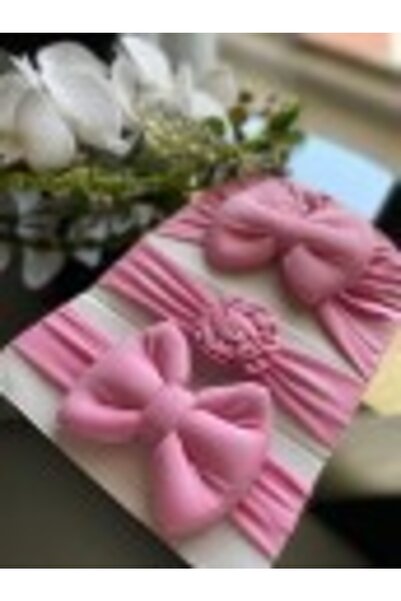 Genel Markalar Kız Bebek Fiyonklu Bone Bandana 3lü Set