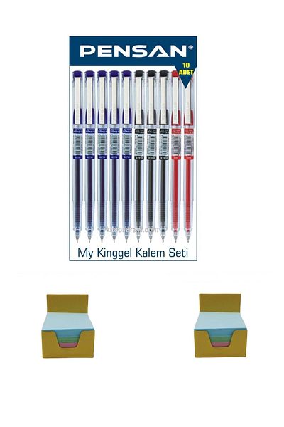 SEYFİKİRTASİYE Pensan My-king 0.5 Ballpoint Gel Pen 10 Pieces 2 Pieces Cube Block 500 Count