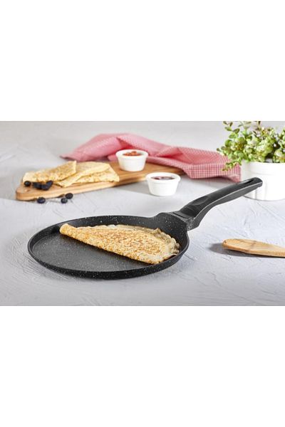 Lines Granite Crepe Cast Pan Bakelite Handle 26 Cm - Black